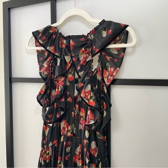 [S] Scotch & Soda Sleeveless Open Back Lightweight Floral Maxi Dress Ruffled Hem - Picture 6 of 12